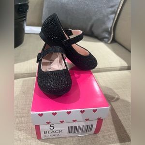 Black rhinestone dress shoes for toddler